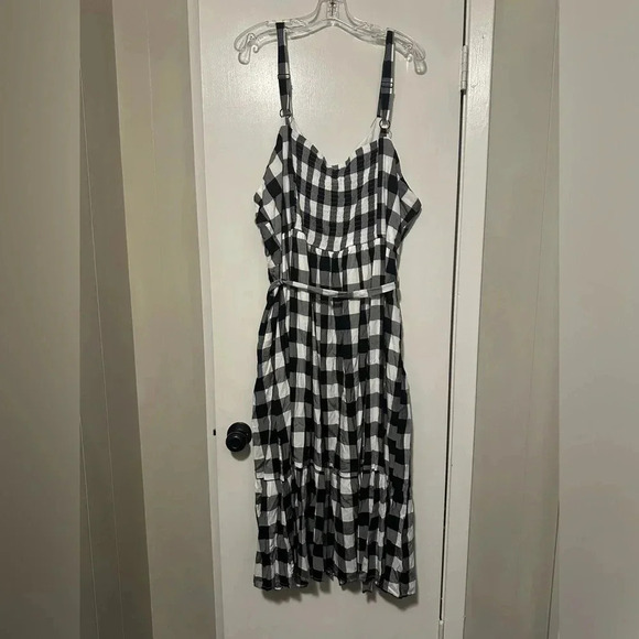 NWT Lane Bryant black white gingham plaid sleeveless dress size 28PET - Picture 3 of 7